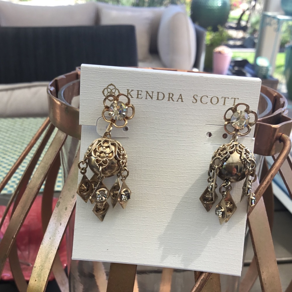 VINTAGE RHINESTONE GOLD BALL DANGLE EARRINGS 💎💕